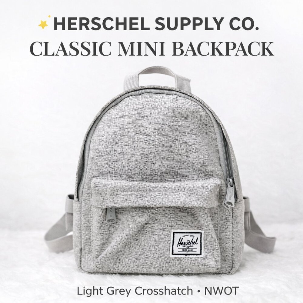 Herschel Supply Co. Classic Mini Backpack – Light Grey Crosshatch | NWOT